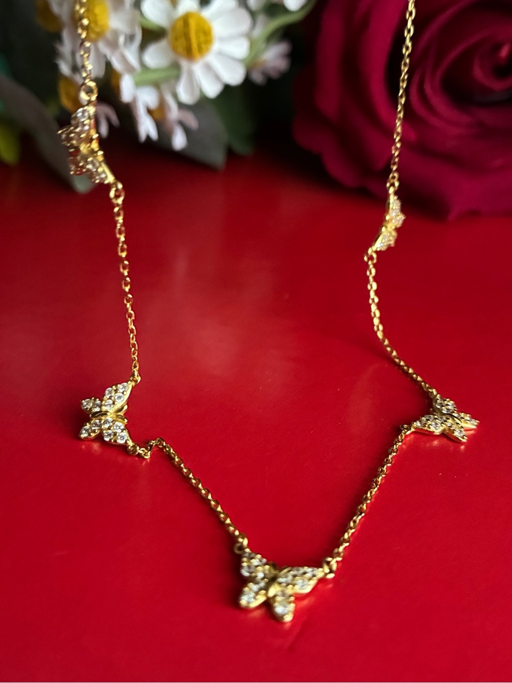 925 Silver,Gold Butterfly Station Necklace - Elegant Women's Jewelry